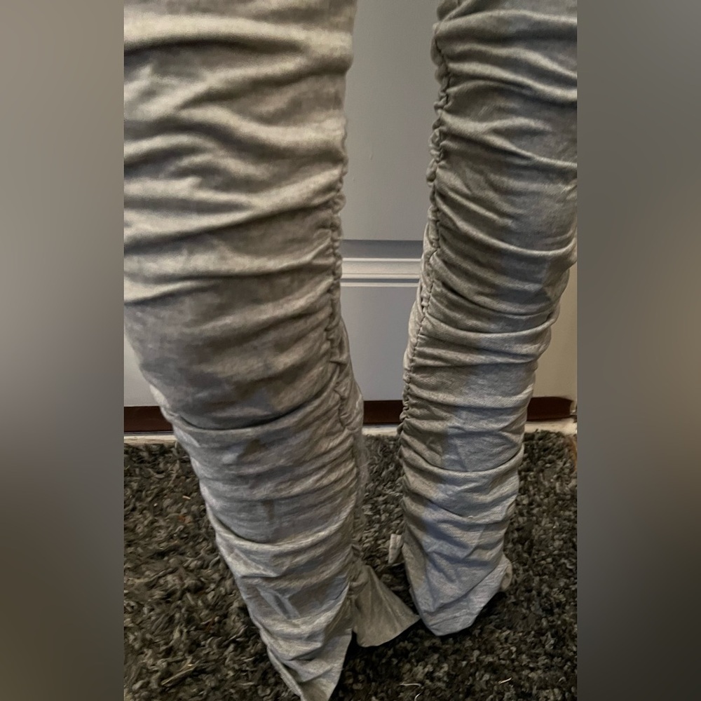 Gray Ruched Track Pants - Picture 4 of 4